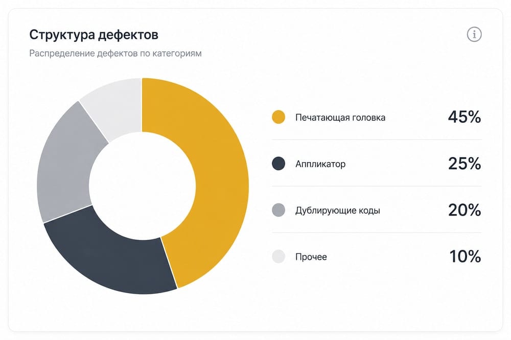 Панель «Структура дефектов»: распределение брака по причинам